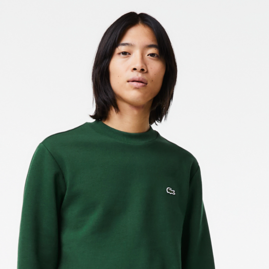 Lacoste Men's  Organic Brushed Cotton Sweatshirt SH9608 00 132 Pine Green