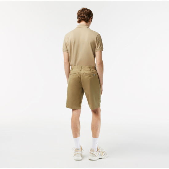LACOSTE Ανδρική Ελαστική Βαμβακερή Βερμούδα Στενή Γραμμή FH2647 00 CB8 Μπεζ