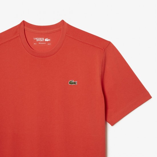 Lacoste Men's Cotton Regular Fit Ultra Dry Sport Jersey T-Shirt TH7618 00 02K Orange