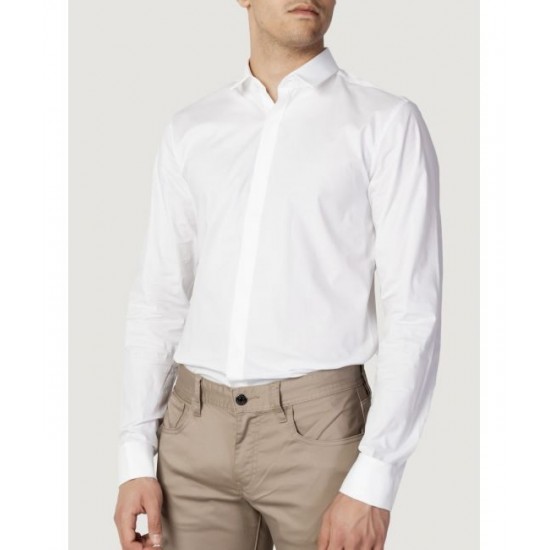 HUGO Men's Extra-Slim-Fit Shirt Ejinar In Stretch-Cotton Poplin 50489847 199 White