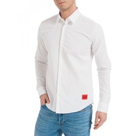 HUGO BOSS Men's Stretch Cotton Poplin Slim Fit Shirt Ermo 50490733 199 Open White