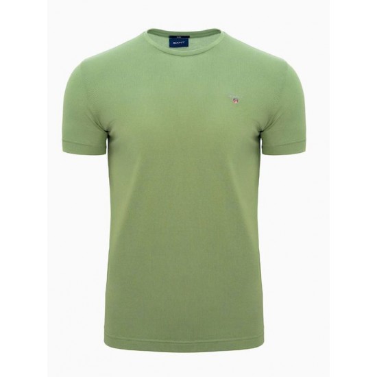 Gant Αντρικό Βαμβακερό Μικρό Pique T-shirt Slim Fit 2023017 362 Χακί Ανοιχτό