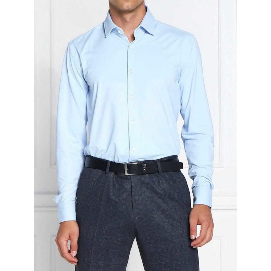 HUGO BOSS Ανδρικό Ελαστικό Jersey Πουκάμισο Kenno Στενή Γραμμή 50481195 459 Γαλάζιο