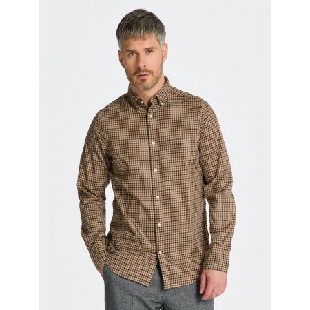 Gant Men's Regular Fit Cotton Twill Micro Multi Check Shirt 3230201 256 Hazelwood Beige