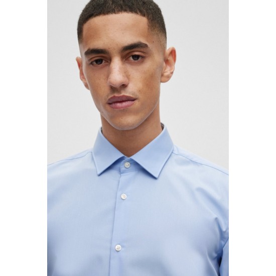 HUGO BOSS Men's Slim-Fit Cotton Poplin Shirt Kenno 50289499 459 Light Blue