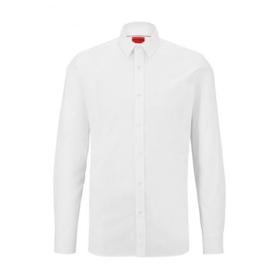 HUGO BOSS Men's Extra Slim Fit  Stretch Cotton Shirt Elisha02 Poplin 50479219 199 Open White