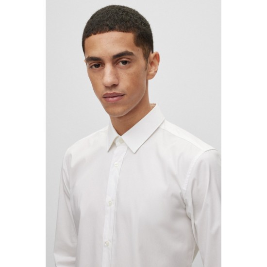 HUGO BOSS Men's Extra Slim Fit  Stretch Cotton Shirt Elisha02 Poplin 50479219 199 Open White