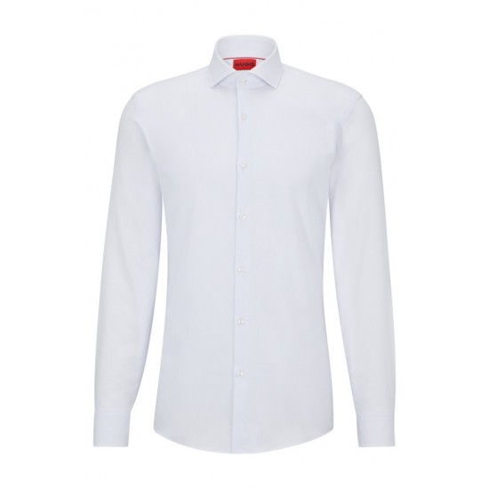 HUGO BOSS Men's Slim-FIit  Structured Cotton Poplin Shirt Kason 50490122 199 Open White