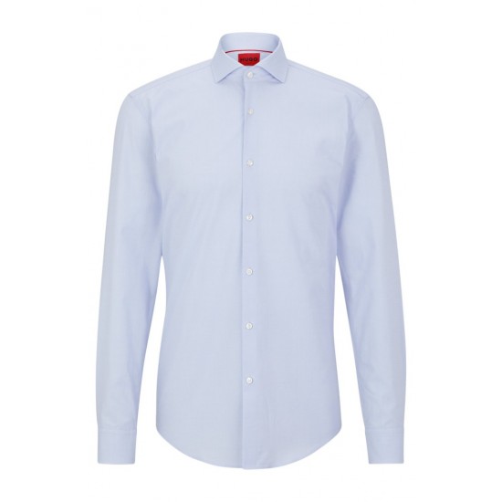 HUGO BOSS Men's Slim-Fit Structured Cotton Poplin Shirt Kason 50490122 459 Light Blue