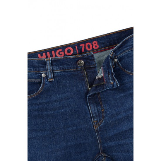 HUGO BOSS Ανδρικό Ελαστικό Βαμβακερό Παντελόνι Jean Hugo 708 Στενή Γραμμή 50493701 405 Σκούρο Μπλε