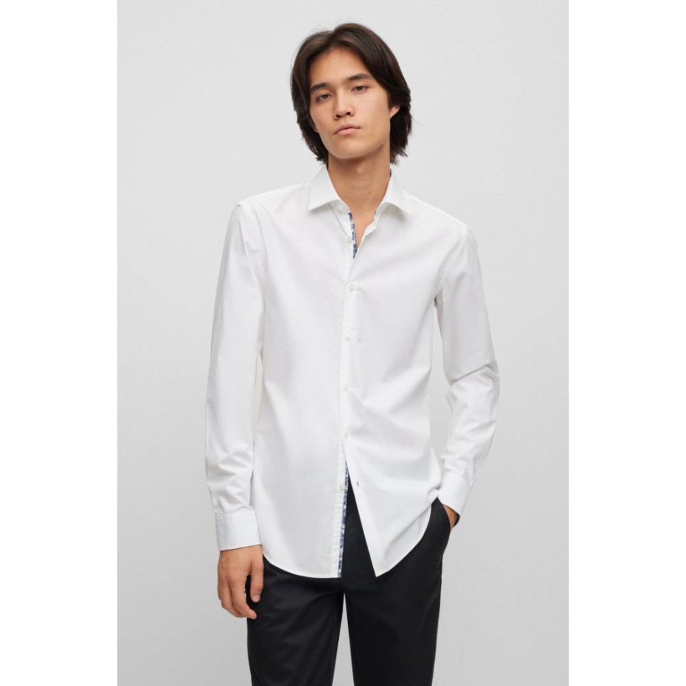 HUGO BOSS Men's Cotton Shirt Slim Fit Koey 50500217 199 Open White ...