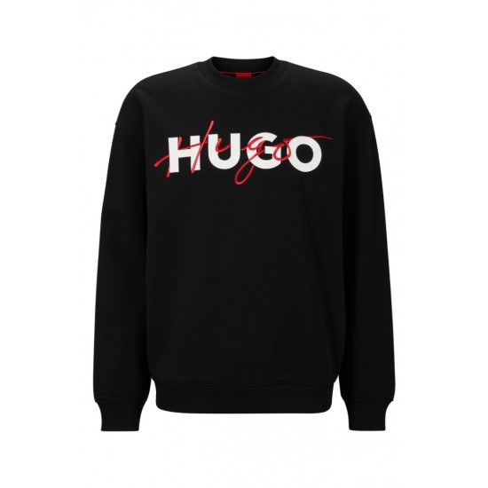 HUGO BOSS Men's Cotton-Blend Relaxed-Fit Sweatshirt Droyko 50494558 001 Black