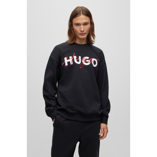 HUGO BOSS Men's Cotton-Blend Relaxed-Fit Sweatshirt Droyko 50494558 001 Black