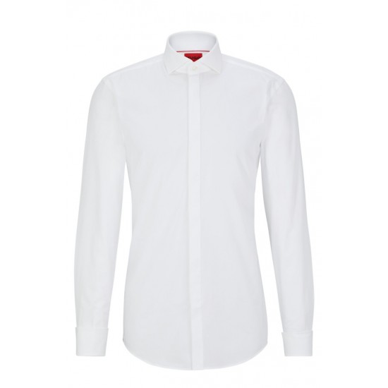 HUGO BOSS Men's Slim Fit Cotton Poplin Shirt Katthew 50495754 199 Open White