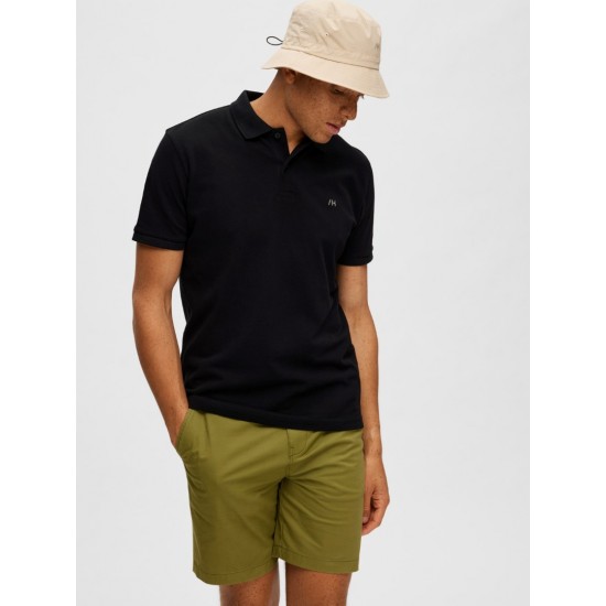 SELECTED Ανδρική Μπλούζα Polo Μονόχρωμη SLHDANTE SS POLO NOOS 16087839-Black (Μαύρο)