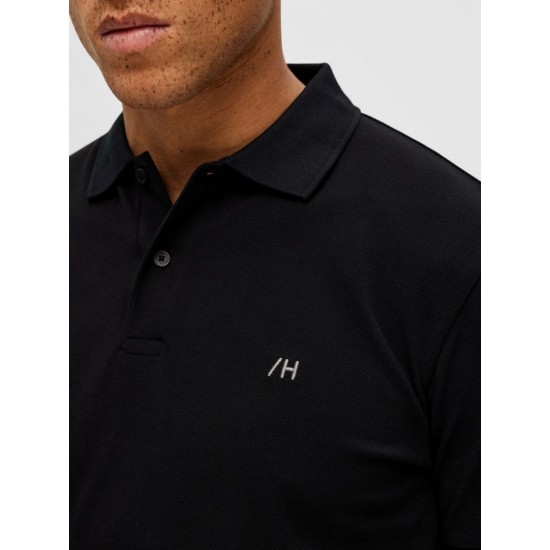 SELECTED Ανδρική Μπλούζα Polo Μονόχρωμη SLHDANTE SS POLO NOOS 16087839-Black (Μαύρο)