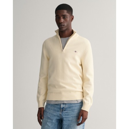 Gant Men's Cotton Casual Cotton Half-Zip Sweater 8030170 130 Cream