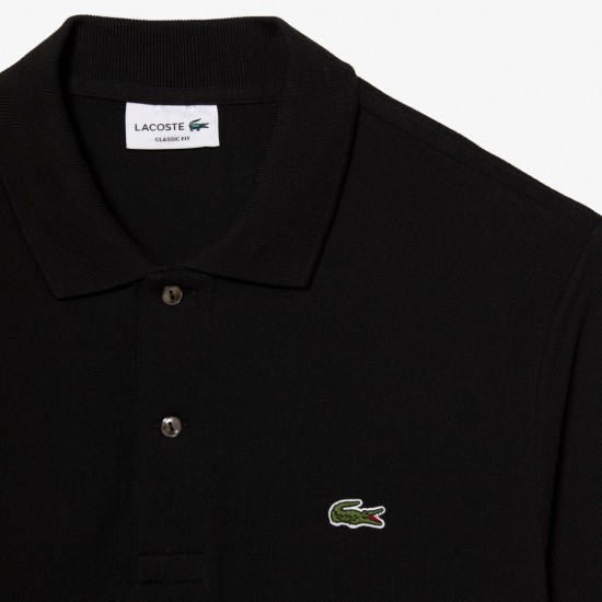 LACOSTE Ανδρική Βαμβακερή Original Μακρυμάνικη Polo Μπλούζα Piqué L.13.12 00 031 Μαύρη