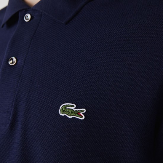 LACOSTE Ανδρική Βαμβακερή Original Μακρυμάνικη Polo Μπλούζα Piqué L.13.12 00 166 Μπλε Σκούρο