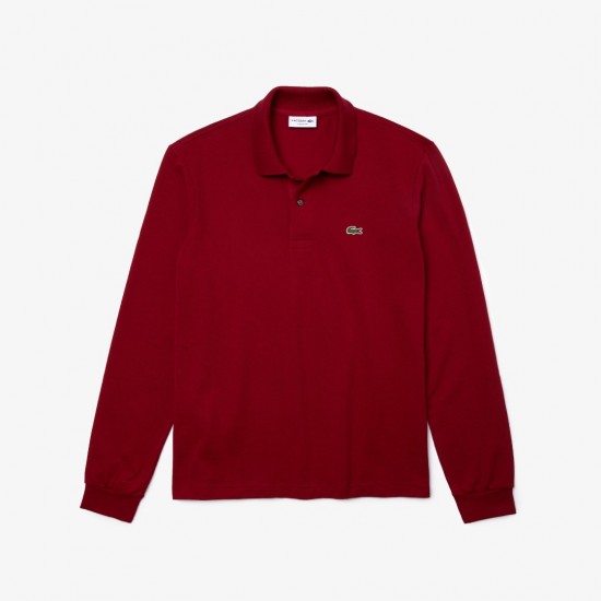 LACOSTE Ανδρική Βαμβακερή Original Μακρυμάνικη Polo Μπλούζα Piqué L.13.12 00 476 Μπορντό