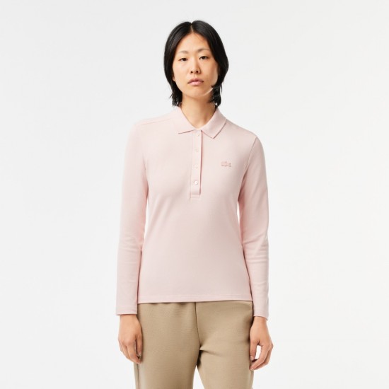 LACOSTE Women’s Slim fit Stretch Piqué Lacoste Polo Shirt PF5464 00 ADY Rose