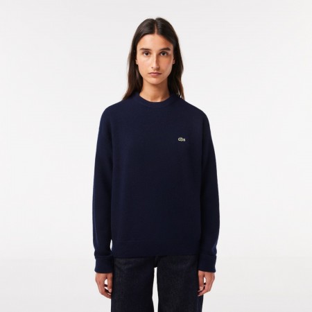 LACOSTE Women's Regular Fit Wool Knit Sweater AF9551 00 166 Navy Blue