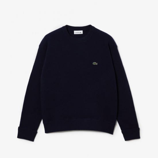 LACOSTE Women's Regular Fit Wool Knit Sweater AF9551 00 166 Navy Blue