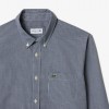 LACOSTE Men's Organic Cotton Regular Fit Gingham Poplin Shirt CH5621 00 522 Navy Blue