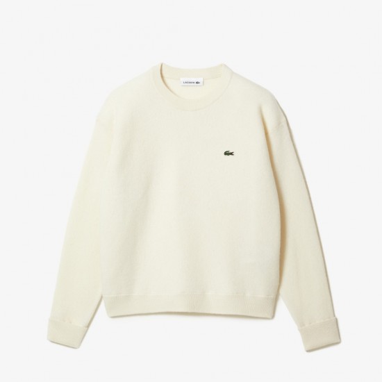 LACOSTE Women's Regular Fit Wool Knit Sweater AF9551 00 70V Flour