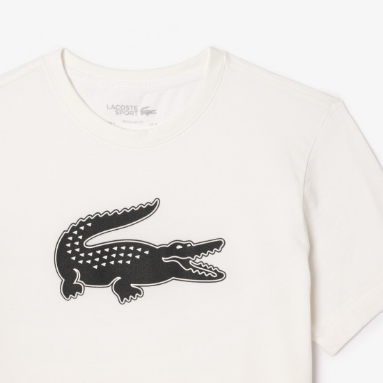 Lacoste Men's Regular Fit Sport 3D Print Crocodile Breathable Jersey T-Shirt TH2042 00 AU8 White