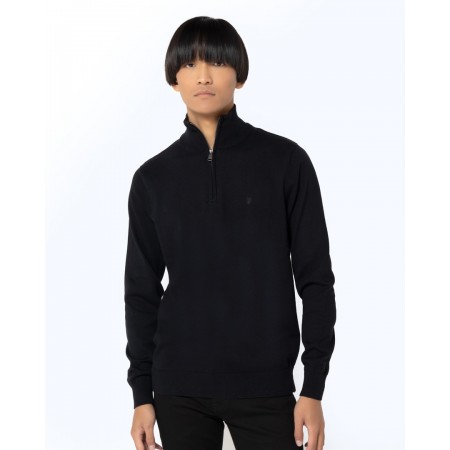 THE BOSTONIANS Men's Regular Fit Cotton Knit Half Zip MO1009 B031BL Black