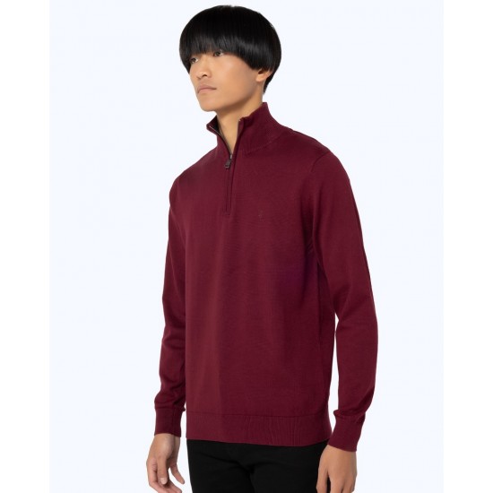 THE BOSTONIANS Men's Regular Fit Cotton Knit Half Zip MO1009 B154BU Burgundy