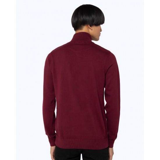 THE BOSTONIANS Men's Regular Fit Cotton Knit Half Zip MO1009 B154BU Burgundy