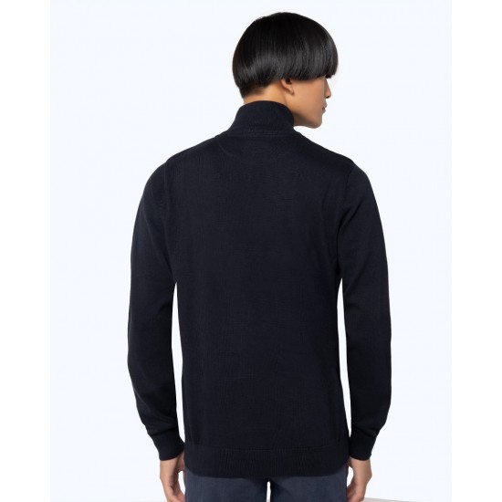 THE BOSTONIANS Men's Regular Fit Cotton Knit Half Zip MO1009 B166NV Navy B;ue