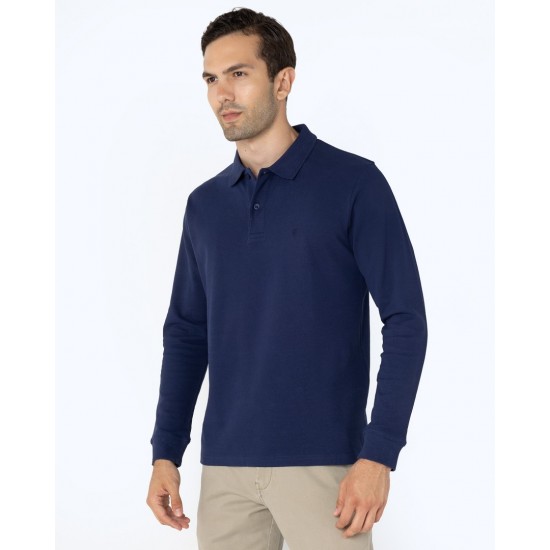 THE BOSTONIANS Men's Regular Fit Cotton Pique Polo PL0001 B525IN Indigo Blue