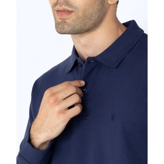 THE BOSTONIANS Men's Regular Fit Cotton Pique Polo PL0001 B525IN Indigo Blue