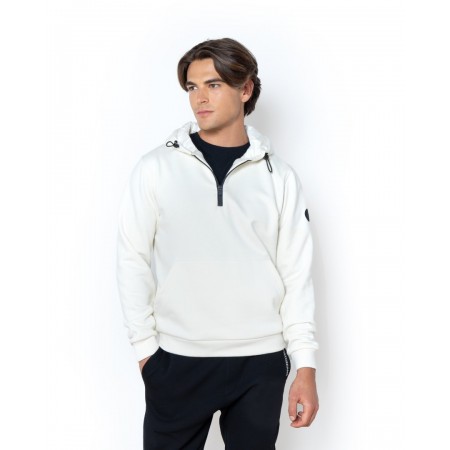 THE BOSTONIANS Men's Regular Fit Cotton Half Zip Hoodie RO1007 B056CR Cream