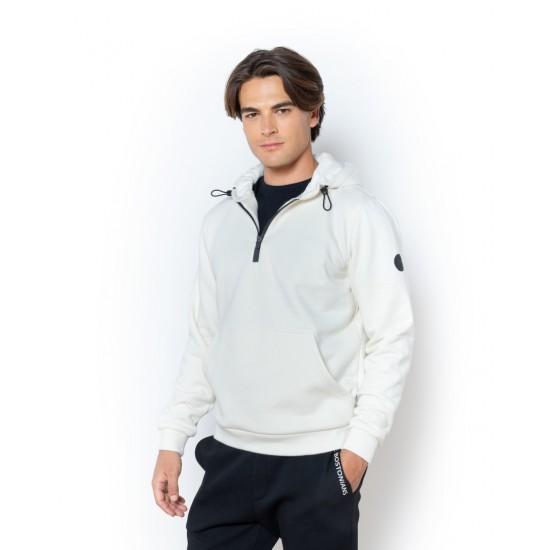 THE BOSTONIANS Men's Regular Fit Cotton Half Zip Hoodie RO1007 B056CR Cream