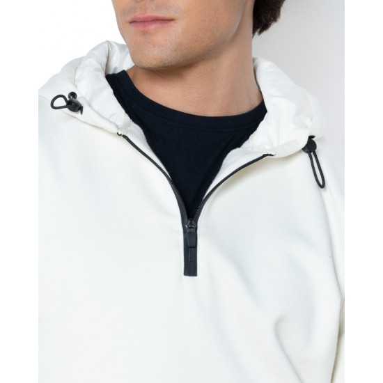 THE BOSTONIANS Men's Regular Fit Cotton Half Zip Hoodie RO1007 B056CR Cream