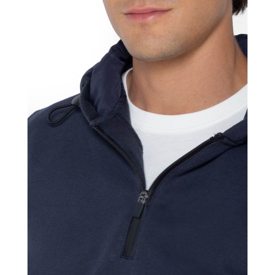 THE BOSTONIANS Men's Regular Fit Cotton Half Zip Hoodie RO1007 B166NV Navy Blue