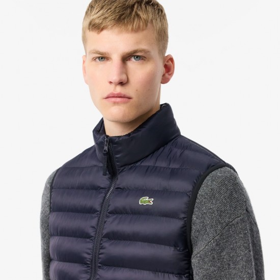 LACOSTE Men's Water Repellent Puffed Sleeveless Jacket BH2886 00 HDE Navy Blue