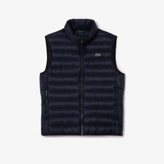 LACOSTE Men's Water Repellent Puffed Sleeveless Jacket BH2886 00 HDE Navy Blue