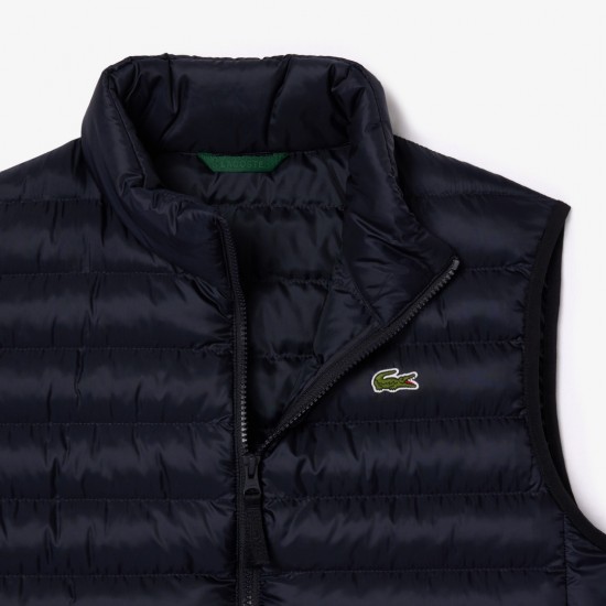 LACOSTE Men's Water Repellent Puffed Sleeveless Jacket BH2886 00 HDE Navy Blue