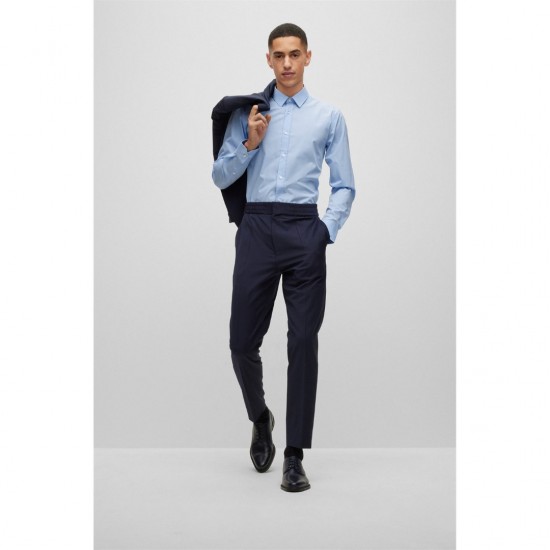 HUGO BOSS Ανδρικό Ελαστικό Βαμβακερό Πουκάμισο Elisha02 Στενή Γραμμή 50479396 459 Γαλάζιο