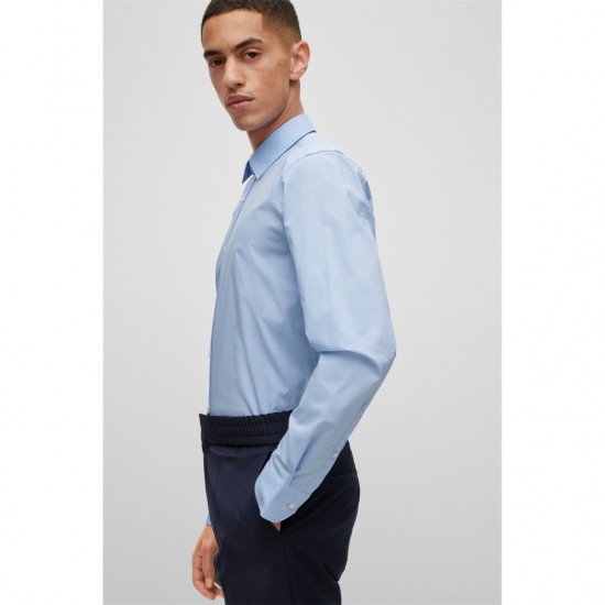 HUGO BOSS Ανδρικό Ελαστικό Βαμβακερό Πουκάμισο Elisha02 Στενή Γραμμή 50479396 459 Γαλάζιο