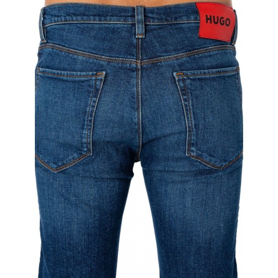 HUGO BOSS Ανδρικό Ελαστικό Βαμβακερό Παντελόνι Jean Hugo 708 Στενή Γραμμή 50511330 420 Μπλε Ανοιχτό