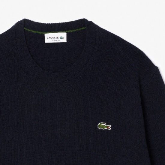 LACOSTE Men's Regular Fit Wool Sweater AH2916 00 166 Navy Blue