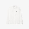 LACOSTE Women's Slim Fit Ribbed Collar Poplin Shirt CF3462 00 001 White