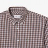 LACOSTE Men's Cotton Regular Fit Poplin Checked Shirt CH6981 00 I5X Brown