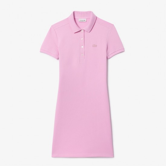 LACOSTE Women's Stretch Cotton Piqué Polo Dress  EF5473 00 IXV Pink